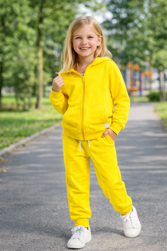 Jobka Kids Kız %100 Pamuk Sarı Rengi Eşofman Takımı