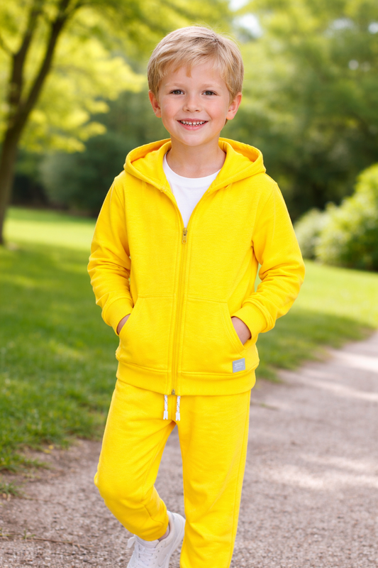 Jobka Kids Erkek %100 Pamuk Sarı Rengi Eşofman Takımı