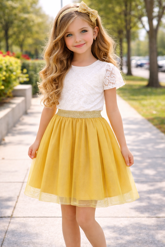 Jobka Kids Kız Çocuk Sarı Tül Etek