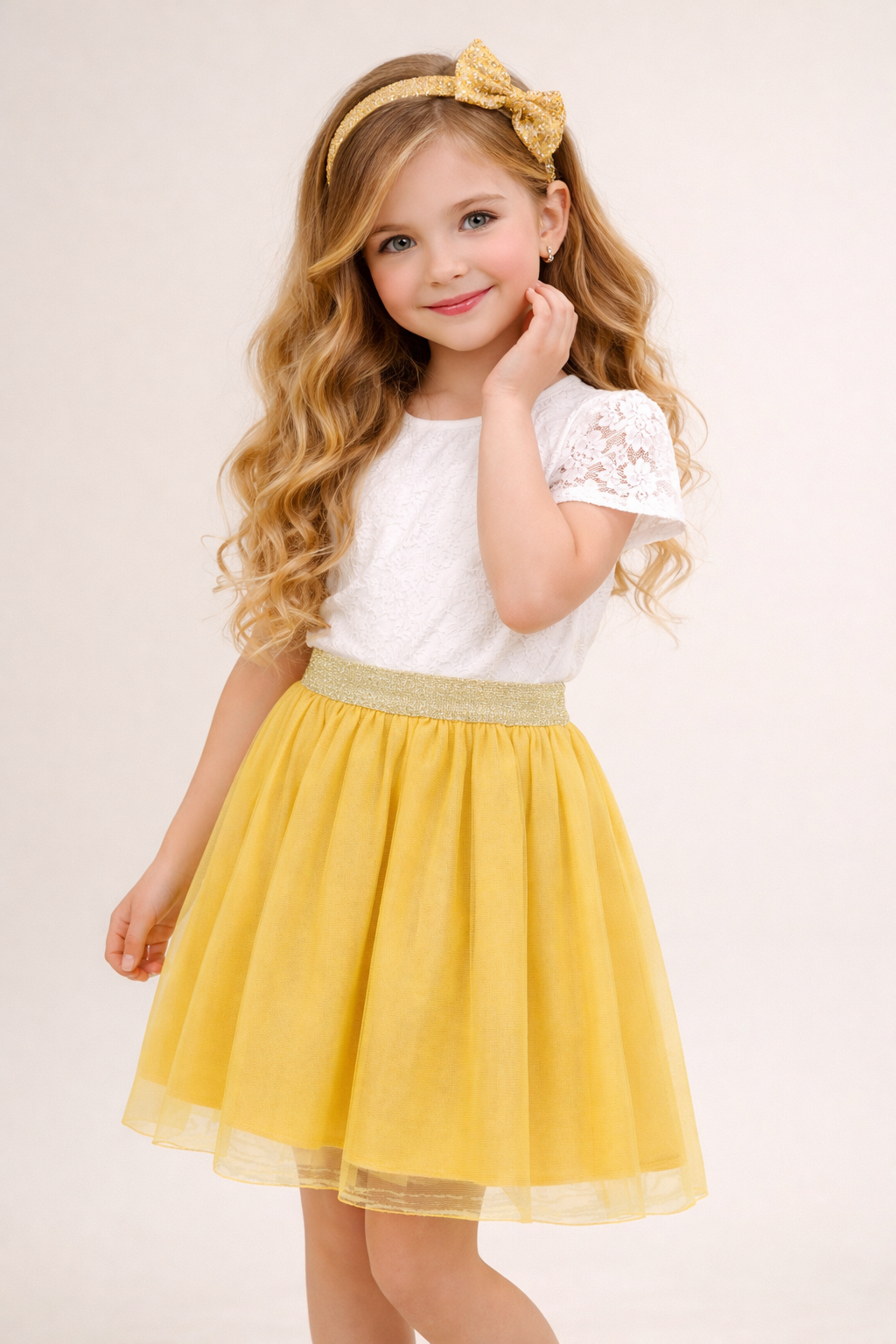 Jobka Kids Kız Çocuk Sarı Tül Etek