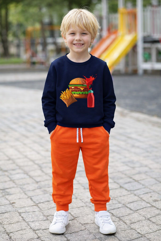 Jobka Kids Erkek Beli Lastikli 3 Cepli %100 Pamuk Turuncu Renk Eşofman Altı