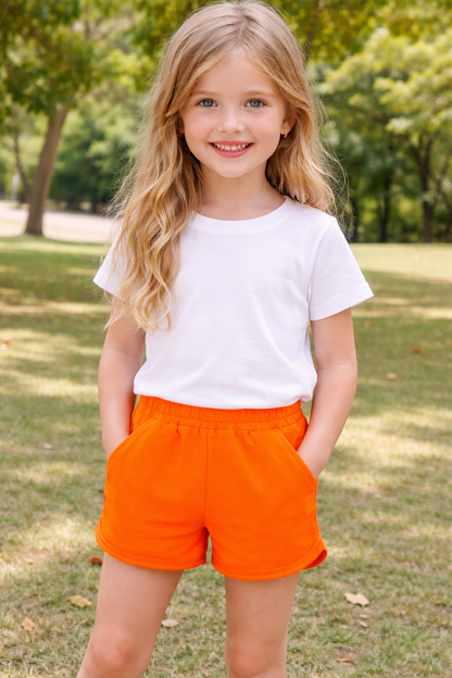 Jobka Kids Kız %100 Pamuk Turuncu Şort