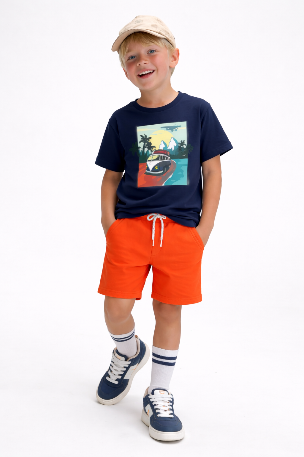Jobka Kids Erkek %100 Pamuk Turuncu Şort