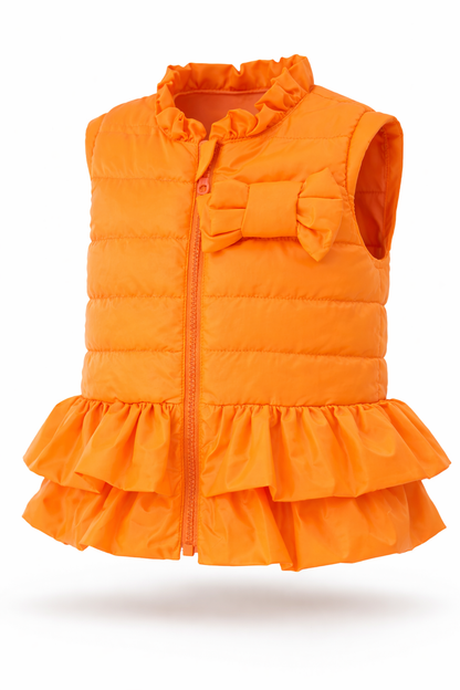 Jobka Kids Kız Çocuk Fırfır Detaylı Turuncu Şişme Yelek