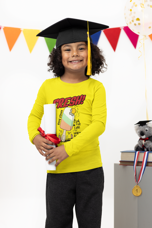 Jobka Kids Fresh Ice Cream Baskılı Çocuk Uzun Kollu Tişört – %100 Pamuk